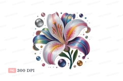 Colorful lily with iridescent bubbles flower petals Product Image 1
