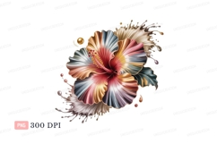 Colorful hibiscus flower with paint splashes image Product Image 1