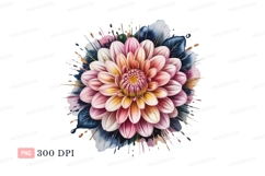 Pink yellow dahlia floral splash flower orange Product Image 1