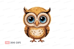Fluffy owl with big blue eyes bird Product Image 1