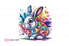 White rabbit adorned with colorful gems bunny jewels Product Image 1