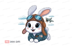 Bunny aviator flying airplane clouds pilot Product Image 1