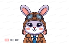 Purple rabbit aviator with brown jacket pilot goggles Product Image 1