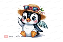 Cute penguin summer vacation beach Product Image 1