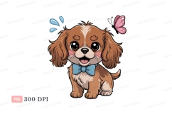 Adorable puppy with butterfly and water droplets canine Product Image 1