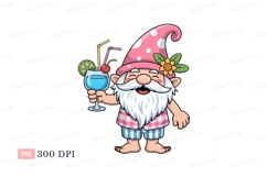 Cheerful gnome holding blue cocktail drink summer Product Image 1