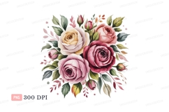 Pink and cream roses bouquet burgundy Product Image 1