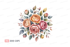 Peach pink yellow rose bouquet image Product Image 1