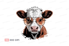 Brown white cow wearing sunglasses animal Product Image 1