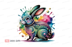 Ornate rabbit colorful splashes bunny animal Product Image 1