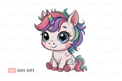 Cute unicorn with rainbow mane animal fantasy Product Image 1