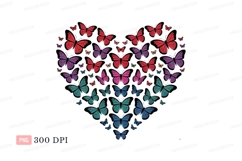 Heart shape formed by colorful butterflies purple Product Image 1