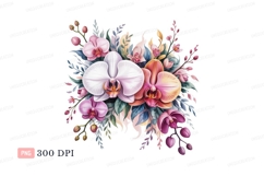 Orchid bouquet floral arrangement pink white Product Image 1