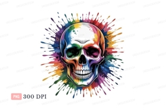 Colorful skull splash rainbow paint Product Image 1