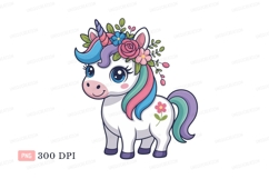 Cute unicorn with floral crown fantasy mythical Product Image 1