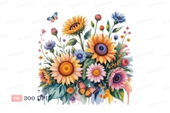 Vibrant Sunflowers Daisies Butterflies floral bouquet Product Image 1