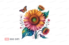 Colorful sunflower with butterfly and flowers nature Product Image 1