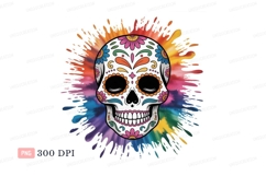 Decorated skull vibrant splash dead sugar Product Image 1