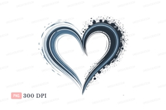Blue heart brush strokes white abstract Product Image 1