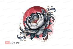 Elaborate peony bloom with red circle flower petals Product Image 1