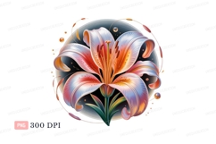 Vibrant orange and white lily flower pink Product Image 1