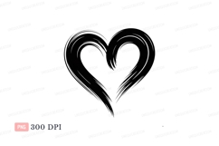 White Heart Brush Stroke Clipart P N G love Product Image 1
