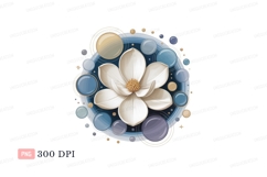 White magnolia flower surrounded by colorful bubbles Product Image 1