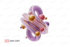 Swirling lavender ribbons with golden spheres abstract Product Image 1