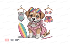 Adorable puppy dressed for summer fun beach surfboard Product Image 1