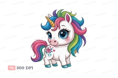 Cute unicorn with rainbow mane and tail fantasy mythical Product Image 1