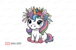Cute unicorn adorned with flowers fantasy mythical Product Image 1