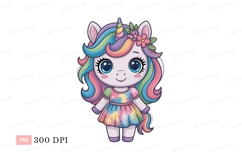 Cute unicorn with rainbow hair and floral crown image Product Image 1