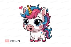 Cute unicorn with colorful mane fantasy magic Product Image 1