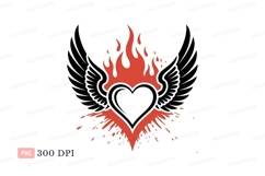 Fiery heart symbol with splashes fire flames Product Image 1