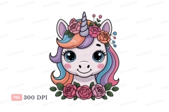Cute unicorn with flowers fantasy horse Product Image 1