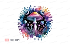 Cosmic mushroom galaxy celestial watercolor image Product Image 1