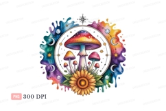 Psychedelic mushrooms sunflower celestial cosmic Product Image 1