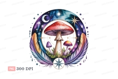 Celestial mushroom dreamcatcher with feathers cosmic Product Image 1