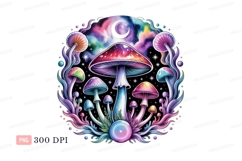 Psychedelic mushrooms cosmic crescent galaxy Product Image 1