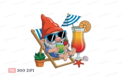 Relaxing gnome with summer drinks beach vacation Product Image 1