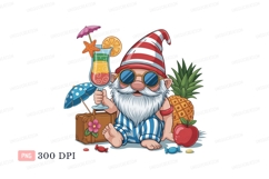 Gnome enjoying summer vacation drink cocktail Product Image 1