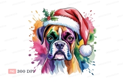 Boxer dog wearing Santa hat christmas Product Image 1
