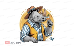 Dapper rhinoceros enjoys cocktail vest shirt Product Image 1