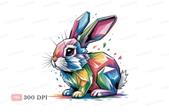 Geometric rabbit colorful abstract illustration Product Image 1