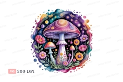 Whimsical mushroom garden celestial design flowers Product Image 1