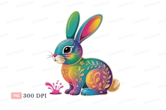 Colorful rabbit with floral patterns bunny rainbow Product Image 1