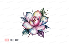 Vibrant blooming flower with colorful petals pink blue Product Image 1