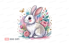 White rabbit floral mandala butterfly pink Product Image 1