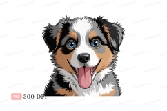 Happy Australian Shepherd Dog Face image Product Image 1