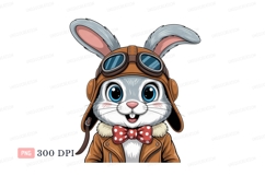 Cute pilot bunny with goggles and jacket rabbit aviator Product Image 1